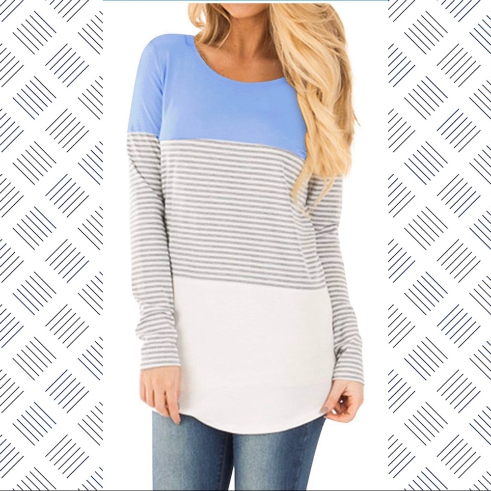 Long sleeve color block shirt NWOT